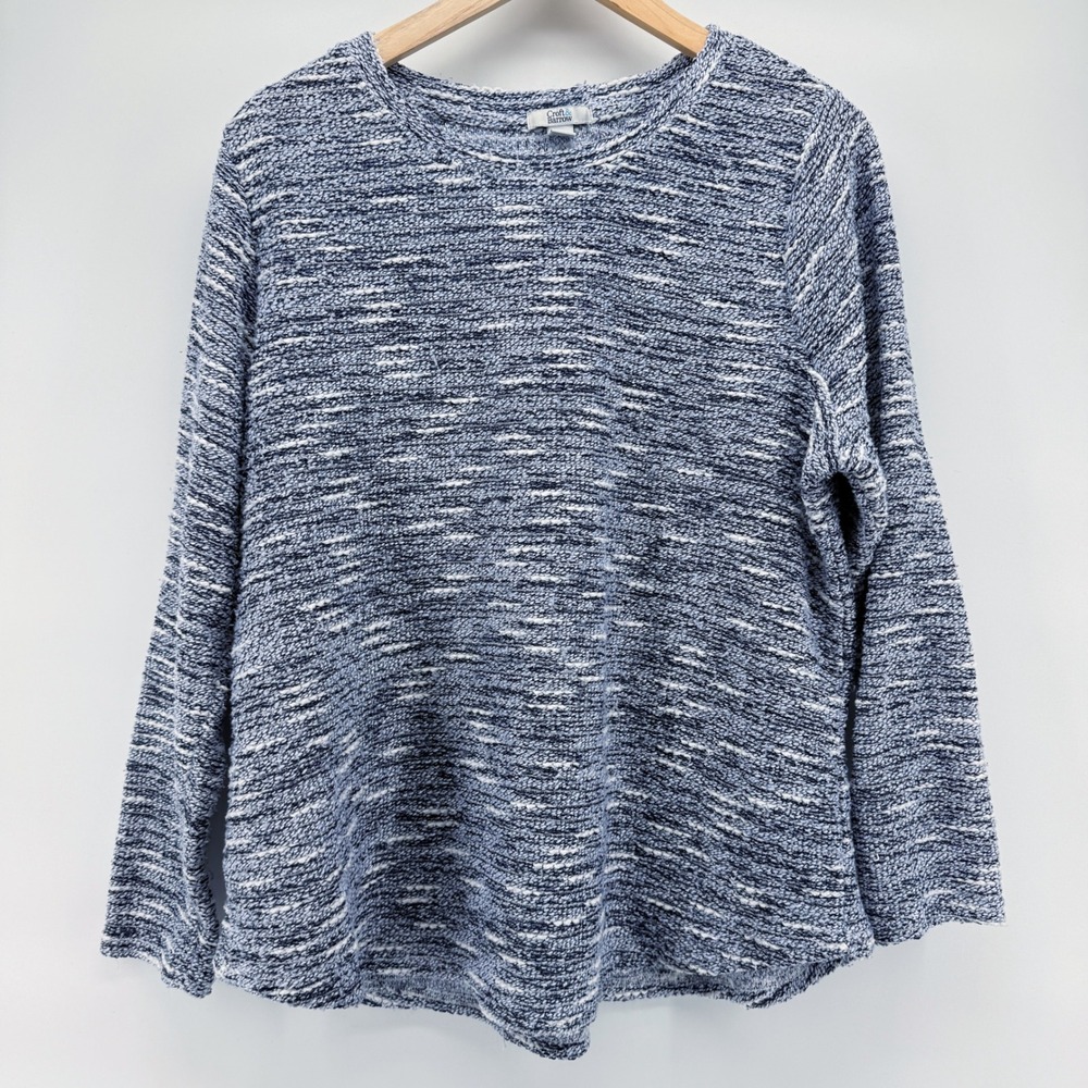 Croft & Barrow Sweater Womens 1X Blue Heather Knit Marled Long Sleeve Top - Picture 3 of 10
